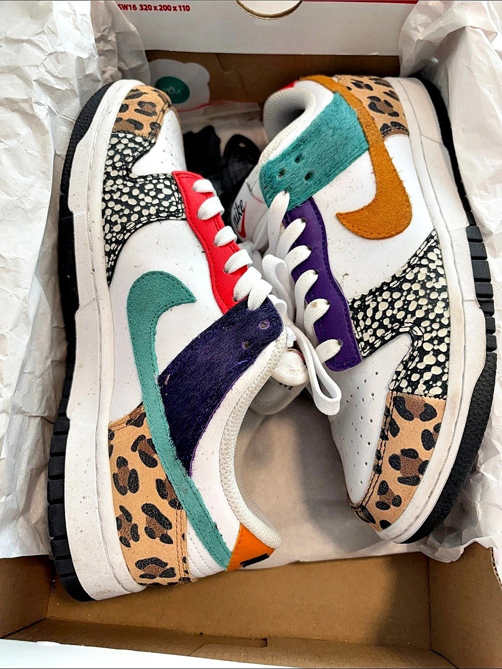 Nike Dunk Low SE 'Safari Mix' Color Block Animal Print Sneakers NWT